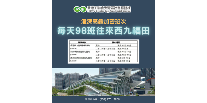 【港深高鐵加密班次】每天98班往來西九福田
