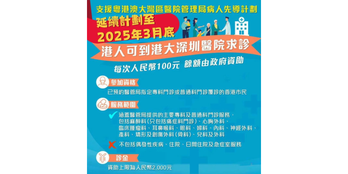 醫管局病人到港大深圳醫院求診，計劃延期一年！